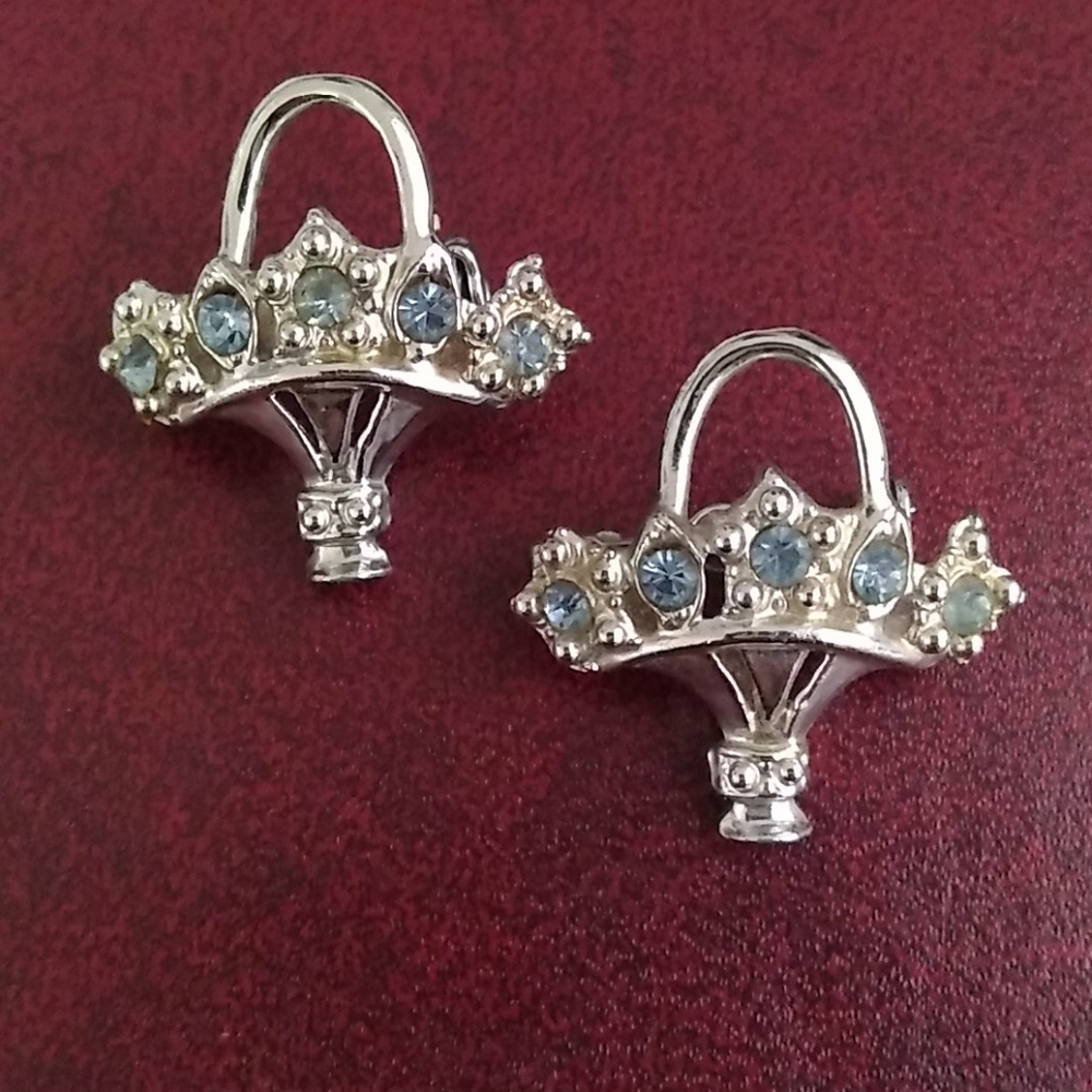 VINTAGE Blue Rhinestone Rhodium Pl Scatter Pins - Picture 8 of 8